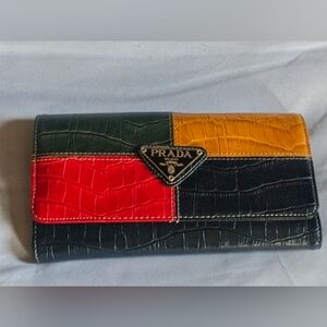 Prada Multicolor Croc Embossed Wallet